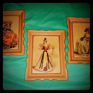 X3 vintage pink framed Lady Decor pictures